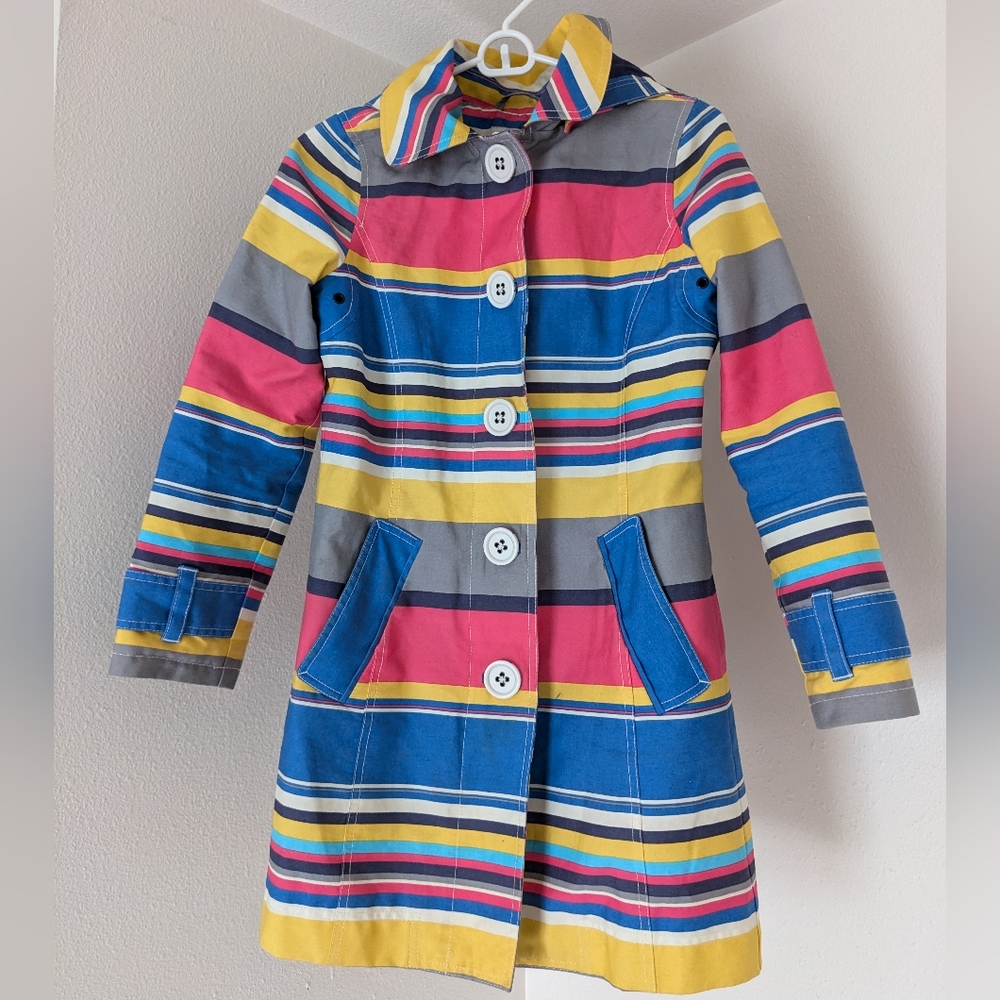 Boden Anya Waterproof Mac Striped Hooded Rain Coat